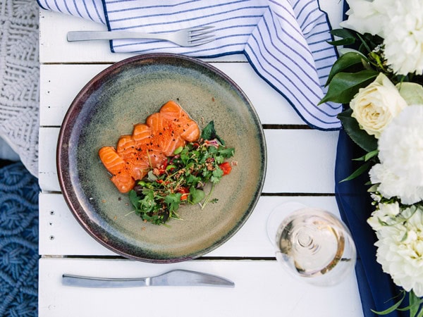 a plate of food at Gingko restaurant, Golding Wines