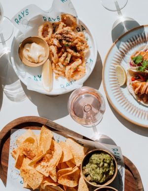 a table-top view of food and drinks at Rays Port Hedland