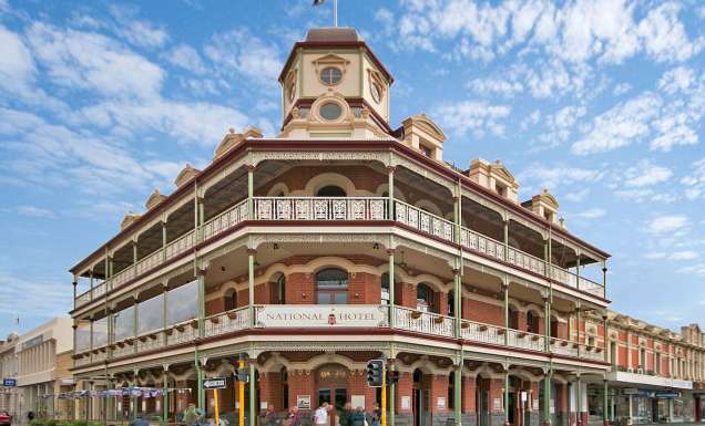the facade of The National Hotel, Fremantle