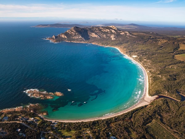 an aerial view of the Killiekrankie Bay