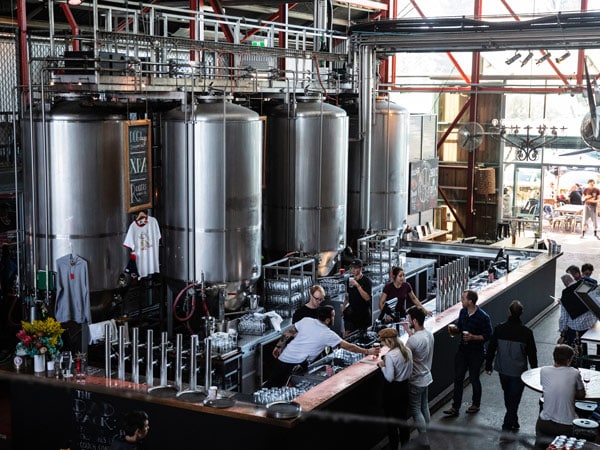 huge pumps of beer inside the brewery of Little Creatures, Frematle