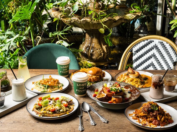 a spread of food on the table at Lost and Found cafe, North Sydney