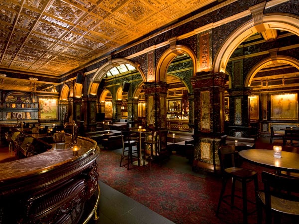 the vintage interior or Marble Bar with dim lighting