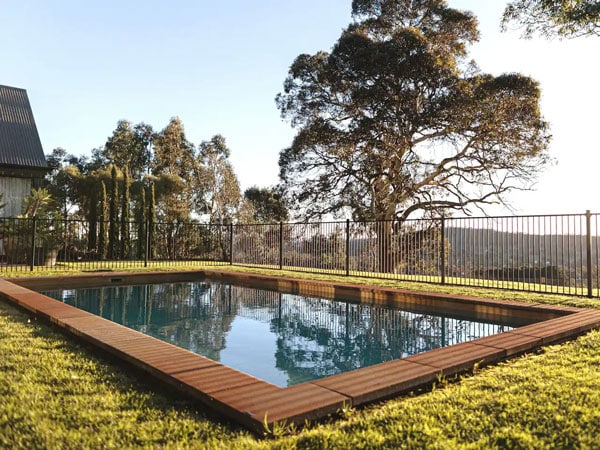 an outdoor pool at the farm stay in Mount Torrens