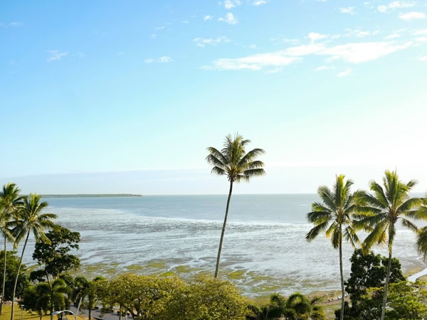 an aerial view of the mudflats in Cairns Esplanade