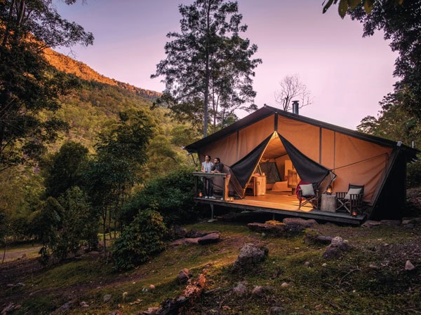 the exterior of the glamping tent at Nightfall, Qld
