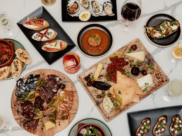 a table-top view of food and drinks at Non Disclosure, Geelong, Vic