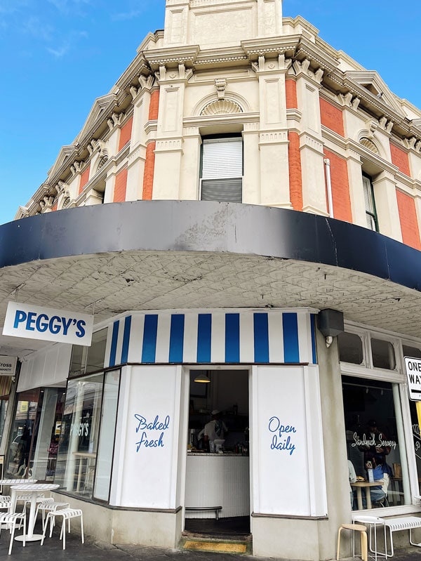 the cafe exterior of Peggy's in Fremantle