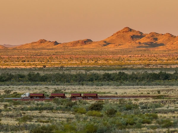 the Pilbara landscape at sunset