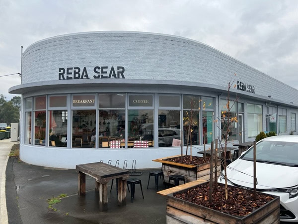 the cafe exterior of Reba Sear