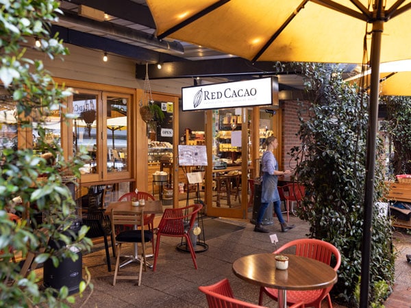 the dining setup at Red Cacao cafe in Stirling
