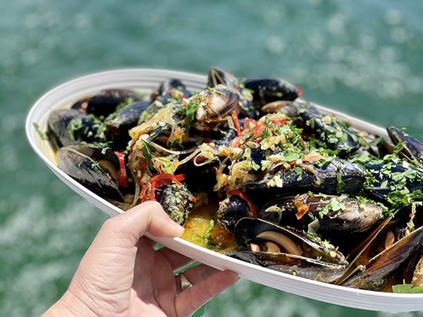 Cooked Mussels by the sea by Portarlington Mussel Tours