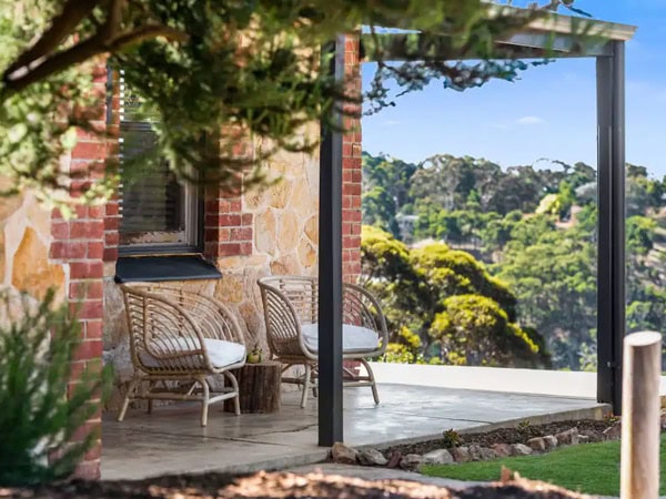 scenic views from the outdoor deck of Rossini's Cottage