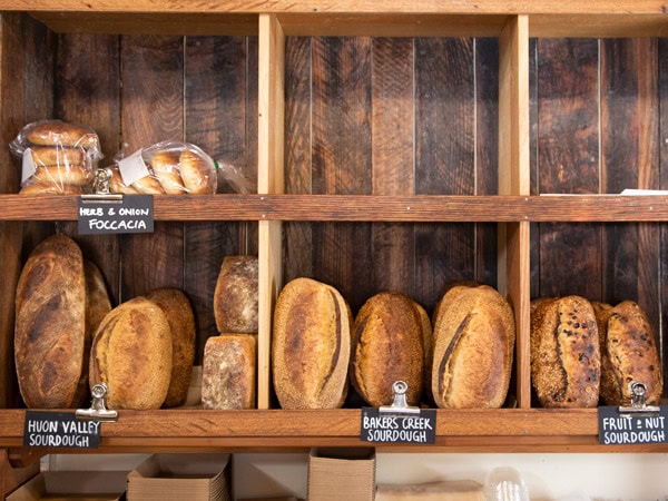 bread on display at Summer Kitchen Organic Bakery