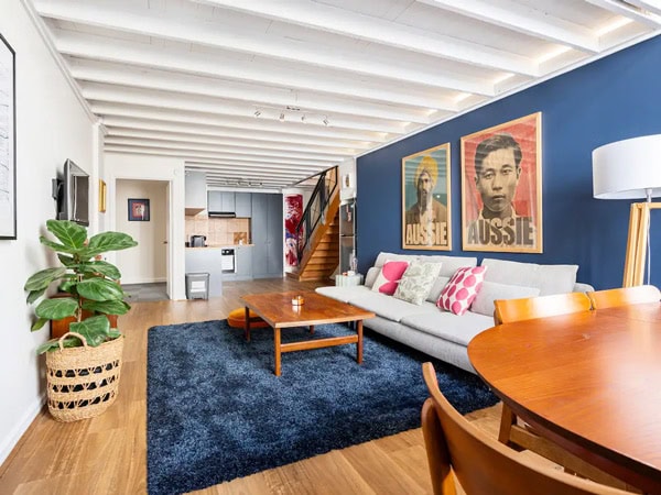 the living room interior at The Bank in Fremantle