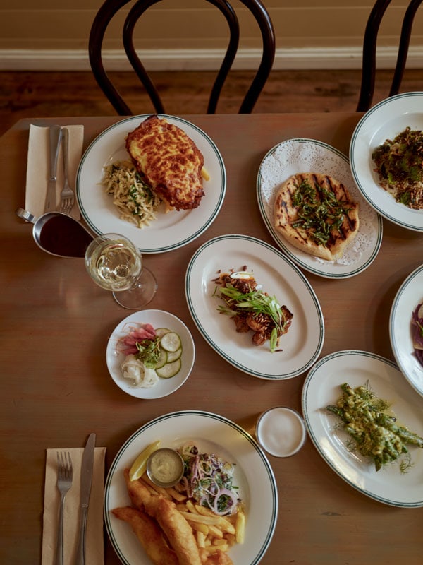 a spread of food on the table at The Eltham Hotel