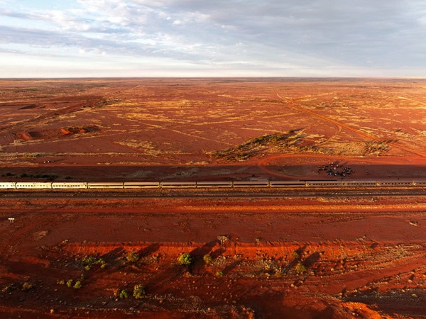 an aerial view of the Manguri rail, The Ghan