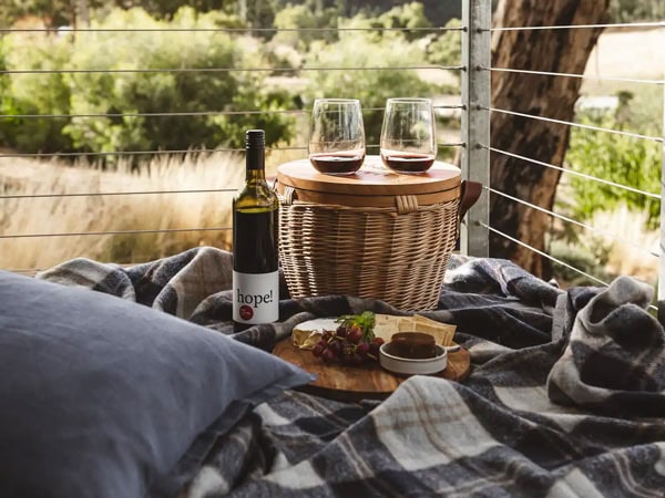 picnic with wine at The House on Soul Hill, Adelaide Hills