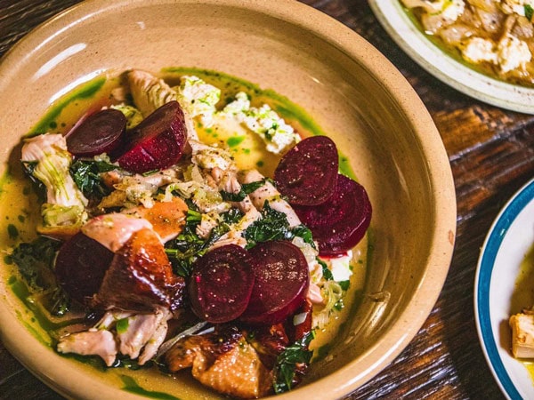 a close-up shot of food on a plate at The Scenic Hotel restaurant, Adelaide Hills