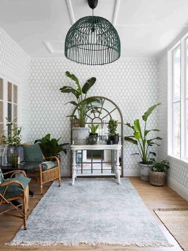 the living room interior with plants at The Stirling Lakehouse Retreat
