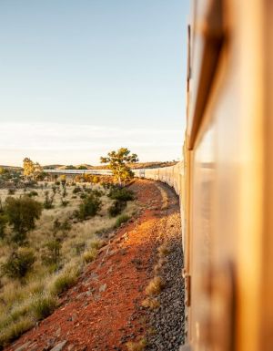 Looking out the window of The Ghan