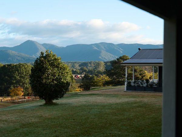 the scenic landscape at Three Blue Ducks, Bellingen
