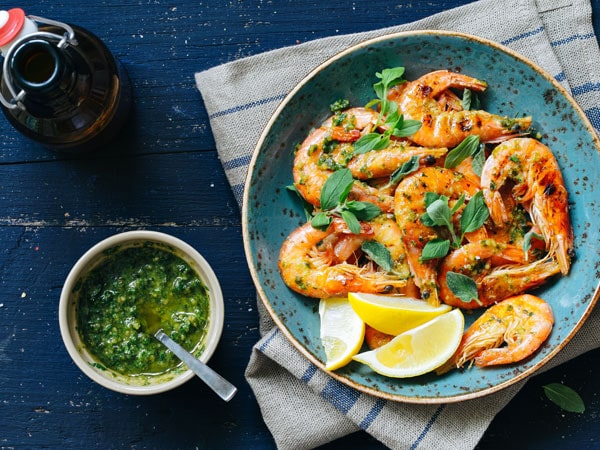 tiger prawns on a plate