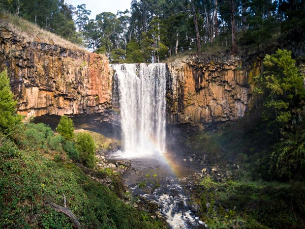 the Trentham Falls cascading down a basalt cliff