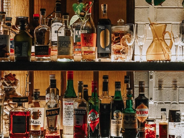 bottles of spirits on display at Wild in the Street bar in Fremantle