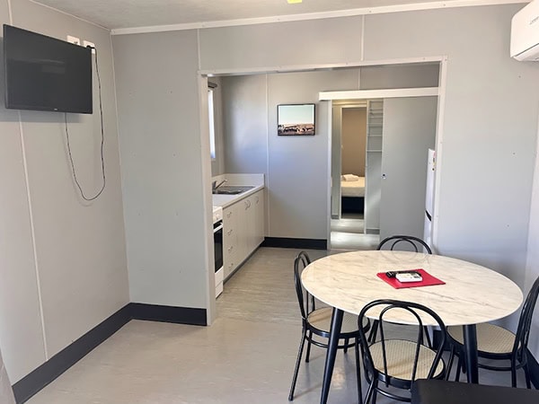 inside a cabinm at Winton Roadhouse Cabins & Caravan Park