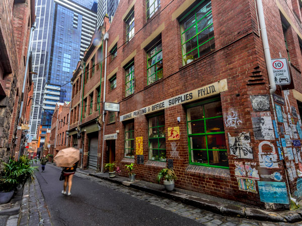 the Brick Lane cafe along Guildford Lane, Melbourne