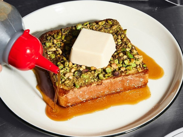 a caramelised toast with white cheese on top at Code Black, best cafes in Melbourne