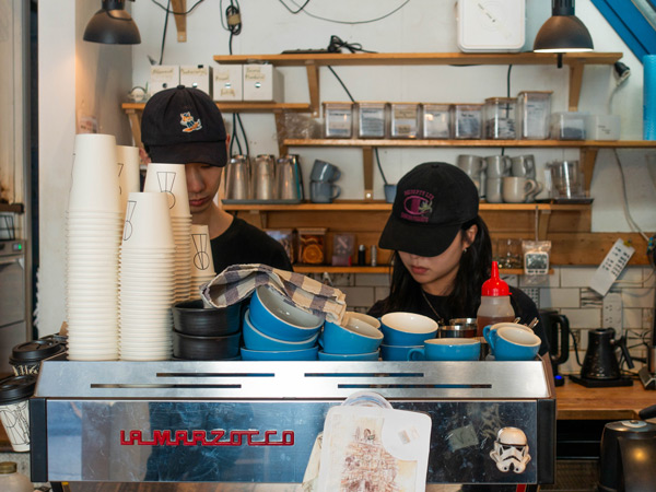 the team behind the coffee counter at Little Rogue, best cafes in Melbourne