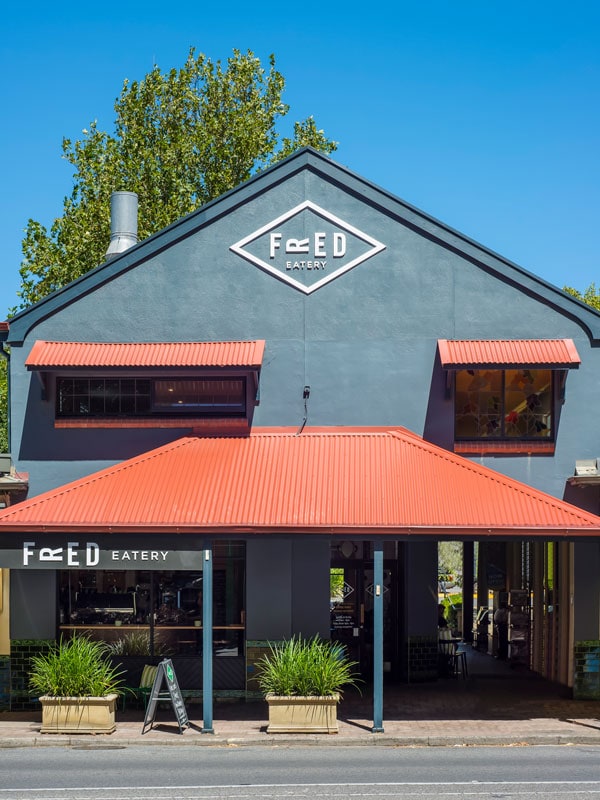 the cafe exterior of FRED Eatery in Adelaide Hills