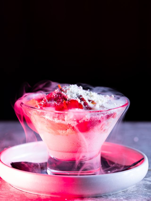 a smoky pink dessert at Yan, Melbourne