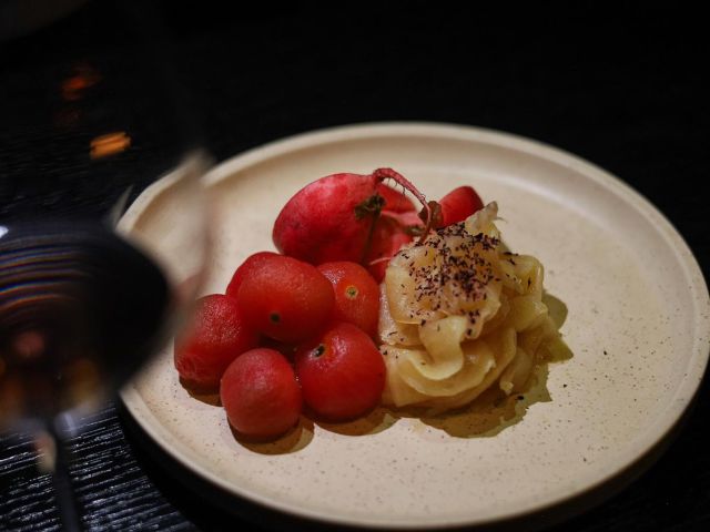 wine and house pickle plate at Flint, Melbourne restaurants