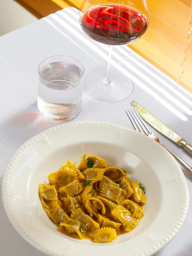 pasta and wine at Alta Trattoria, Fitzroy