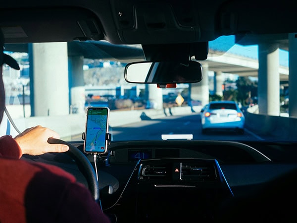 passenger view of an uber driver