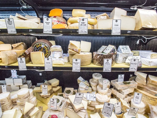 cheese on display at Adelaide Central Market