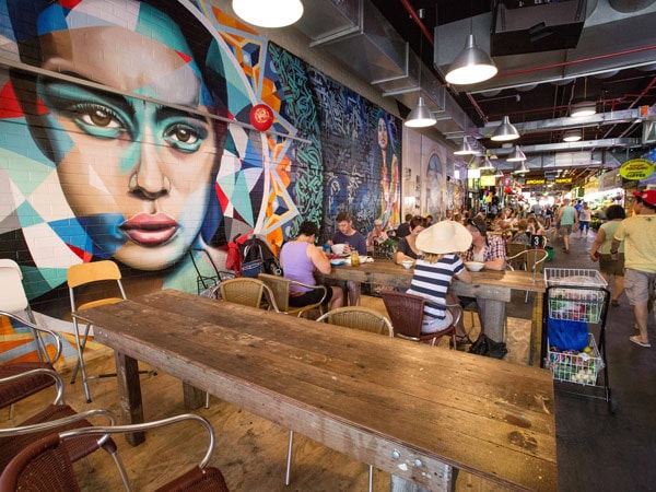 a vibrant wall painting in Adelaide Central Market