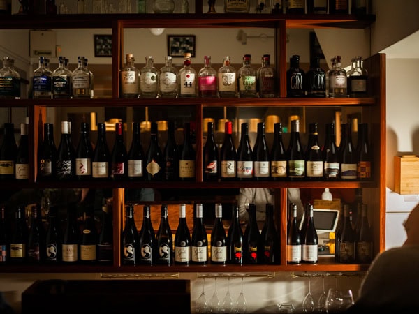 wines and spirits on display at Bar Two, Launceston