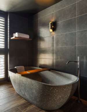 Marble bath inside the rooms of MACq01 in Hobart