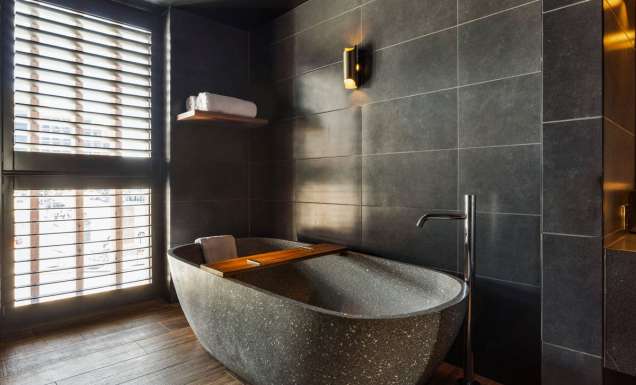 Marble bath inside the rooms of MACq01 in Hobart