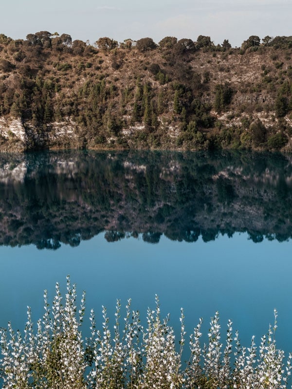 the reflection of the Blue Lakes of Mount Gambier