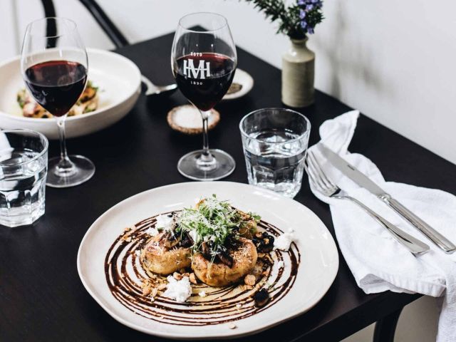 a plate of food and wine at Mittagong Hotel, Bowral pub