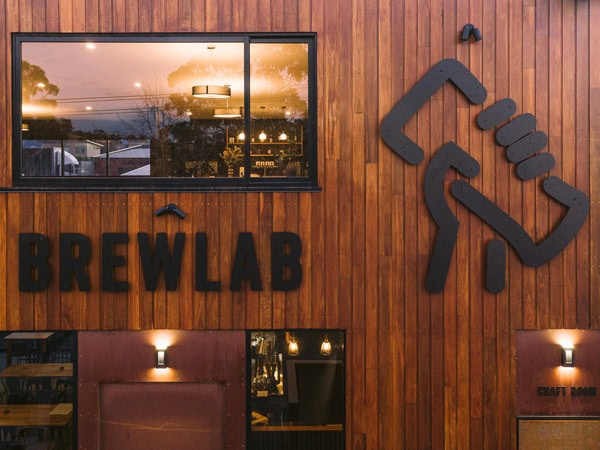 the exterior of Brewlab cafe and brewery in Hobart