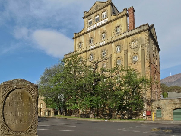 the exterior of the oldest operating brewery in Australia at Cascade Brewery