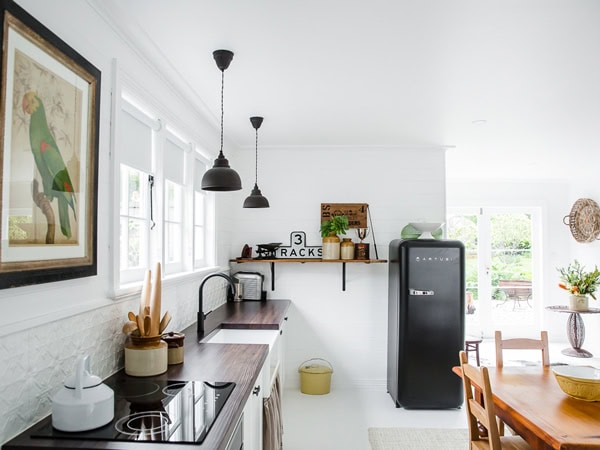 the kitchen at Cloud River Farm, Huon Valley