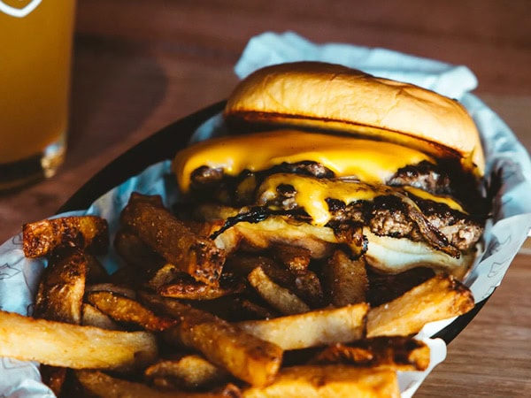 burger and fries at Fox Friday