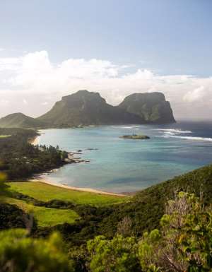 coastal views across Mount Lidgbird and Mount Gower, Lord Howe Island